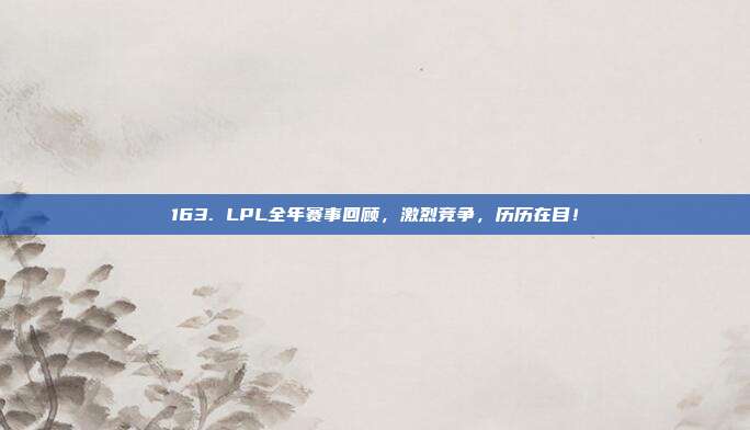 163. LPL全年赛事回顾，激烈竞争，历历在目！  第1张